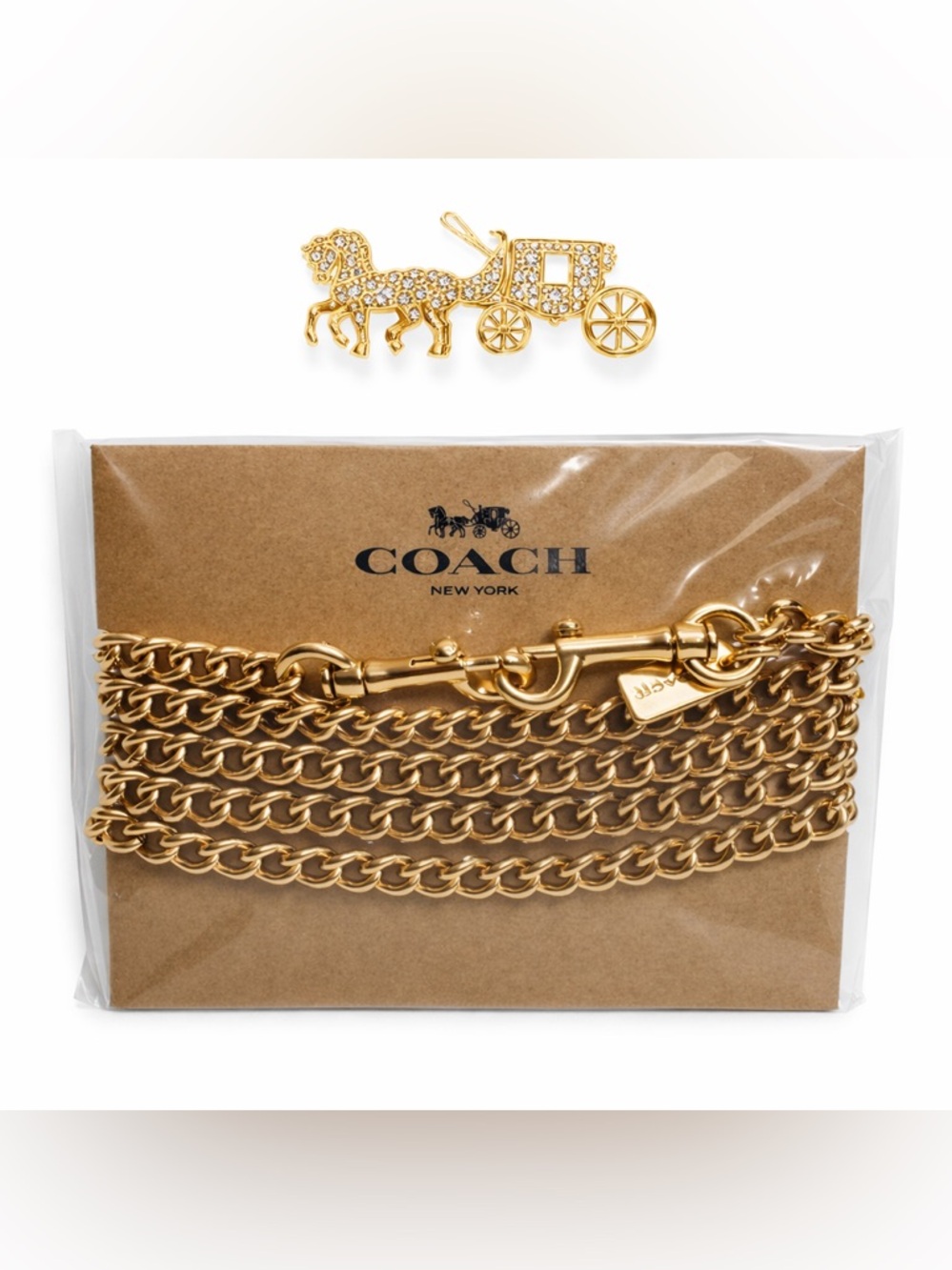Coach Gold Chain Strap 46” Replacement Strap NWT - Picture 4 of 4